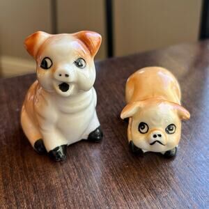 Vintage LIPCO Bone China Pig Figurines Lot of 2 Taiwan